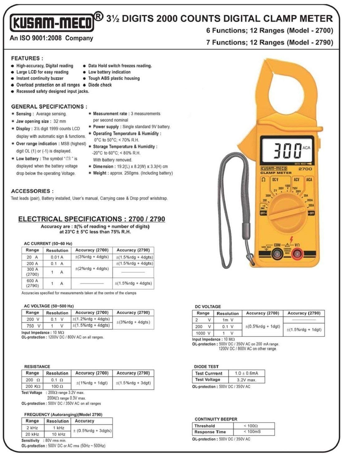 Kusam Meco 2700 Digital Clamp Meter