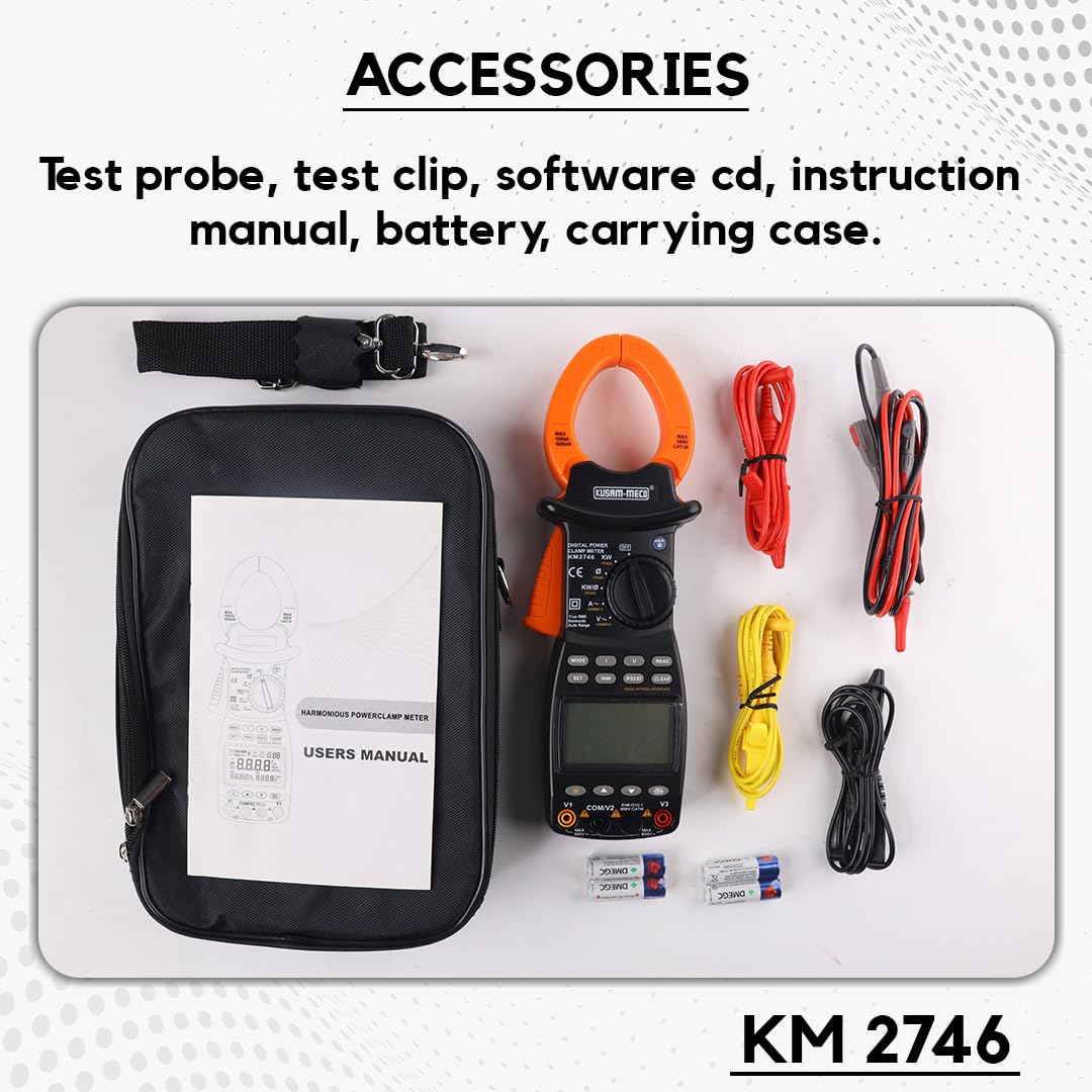 Kusam Meco - KM 2746-1 PHASE & 3 PHASE HARMONICS TRMS POWER CLAMPMETER WITH PC INTERFACE