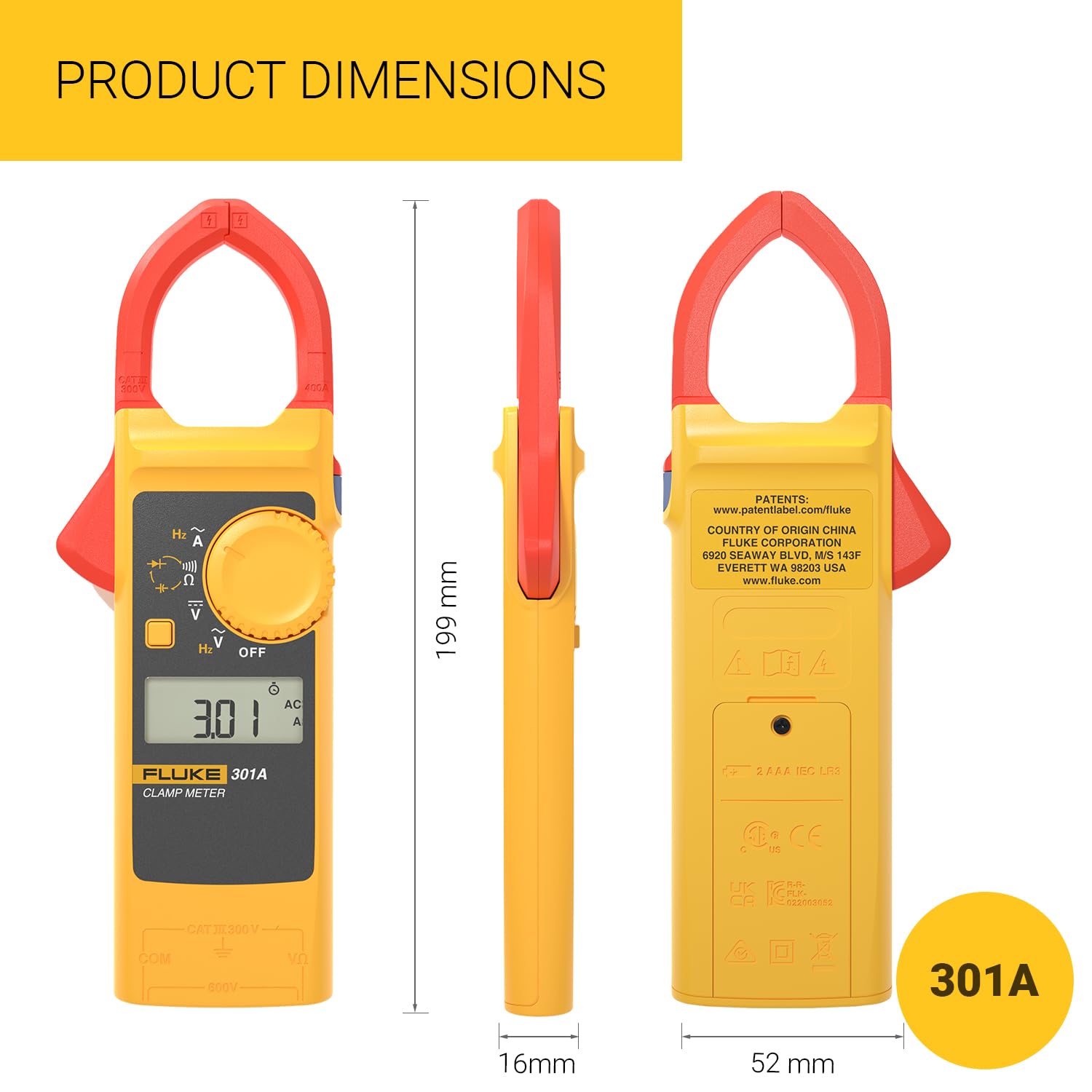 FLUKE 301A SLIM & COMPACT DIGITAL CLAMP METER
