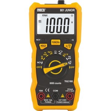 MECO 801 JUNIOR 3-5/6 DIGITS 6000 COUNTS AUTO RANGING DIGITAL MULTIMETER – TRMS (MODEL : 801 JUNIOR)