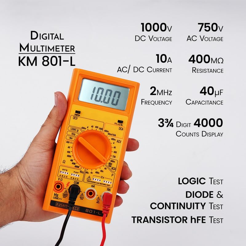 Kusam Meco 801-L 3 ¾ DIGIT 4000 Counts Large Display Digital Multimeter