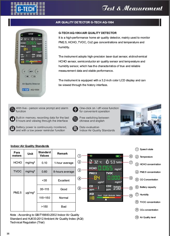 G-Tech AQ-1064 Air Quality Detector