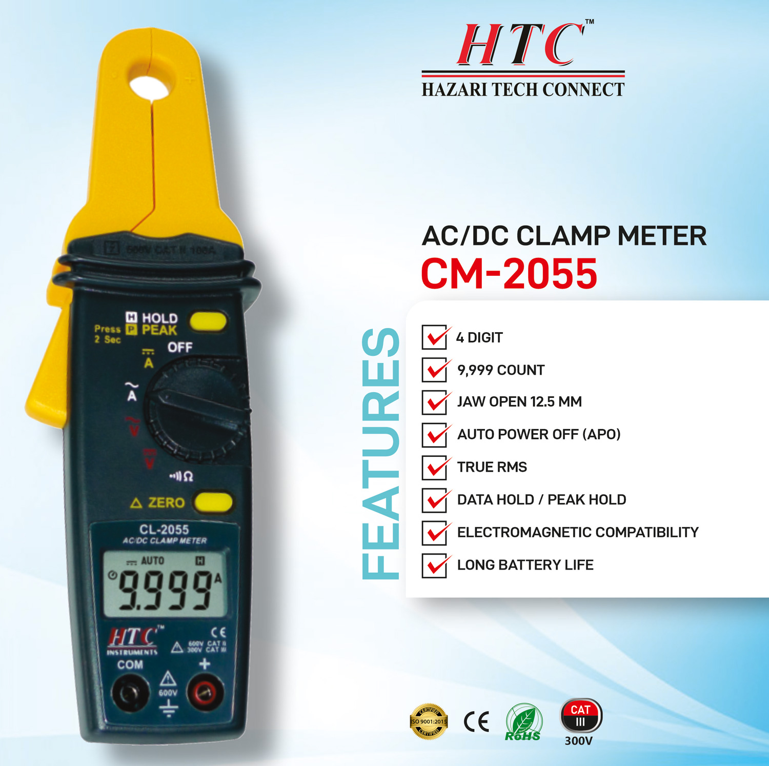 HTC-CL-2055-AC|DC CLAMP METER