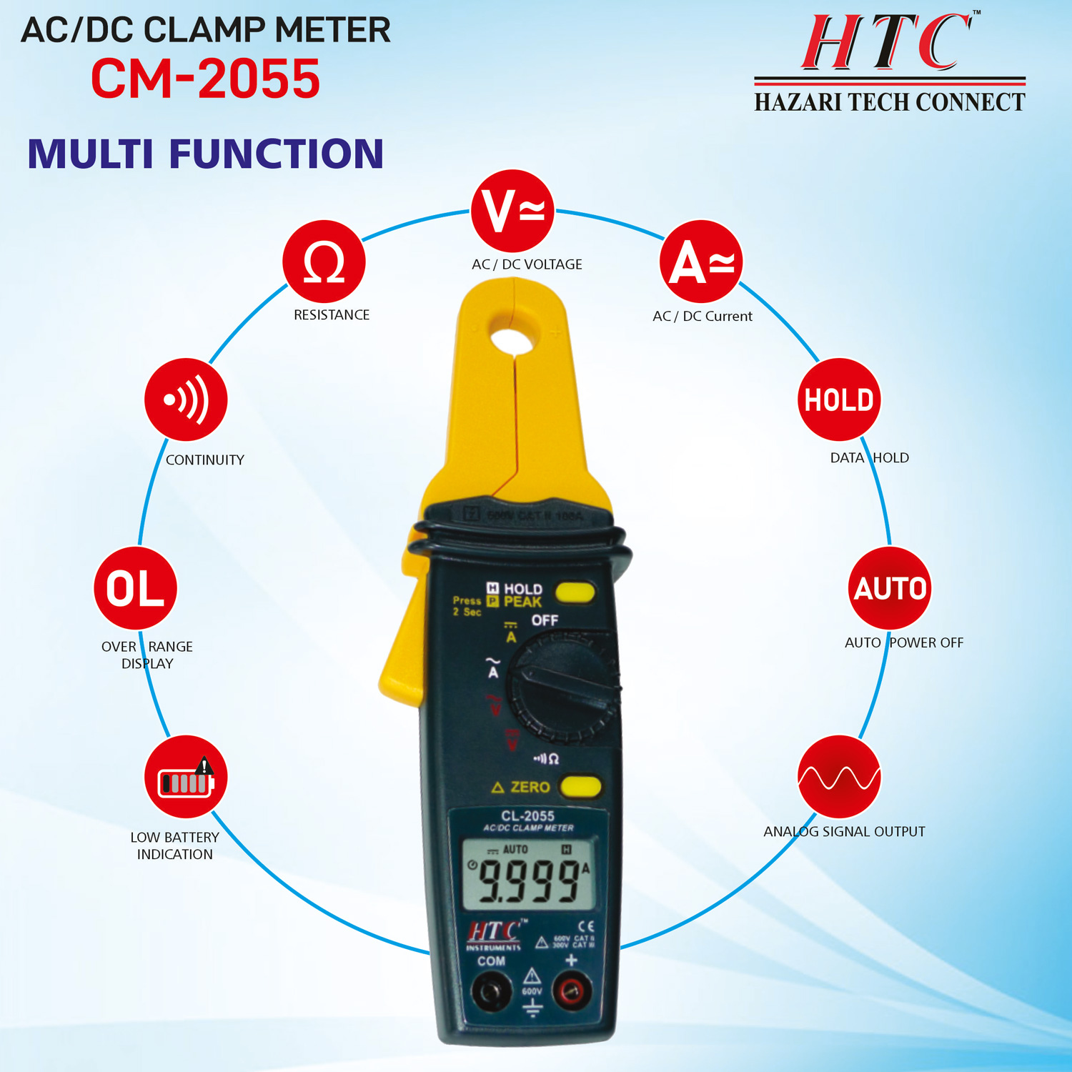 HTC-CL-2055-AC|DC CLAMP METER