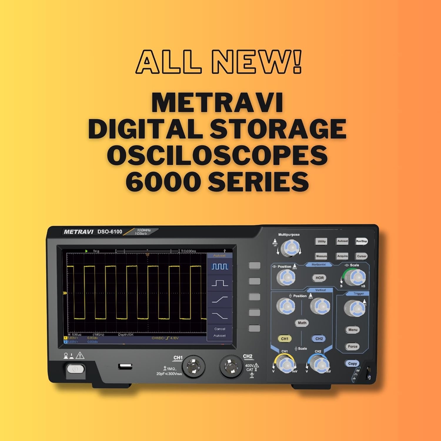 Metravi DSO-6200 Digital Storage Oscilloscope 200 MHz with colour display