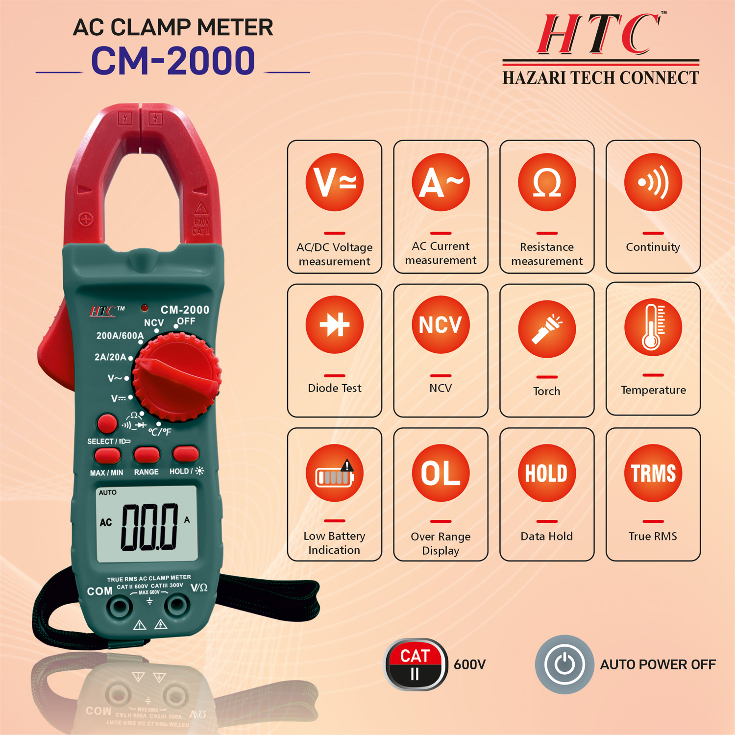 HTC CM-2000 AC DIGITAL CLAMP METER