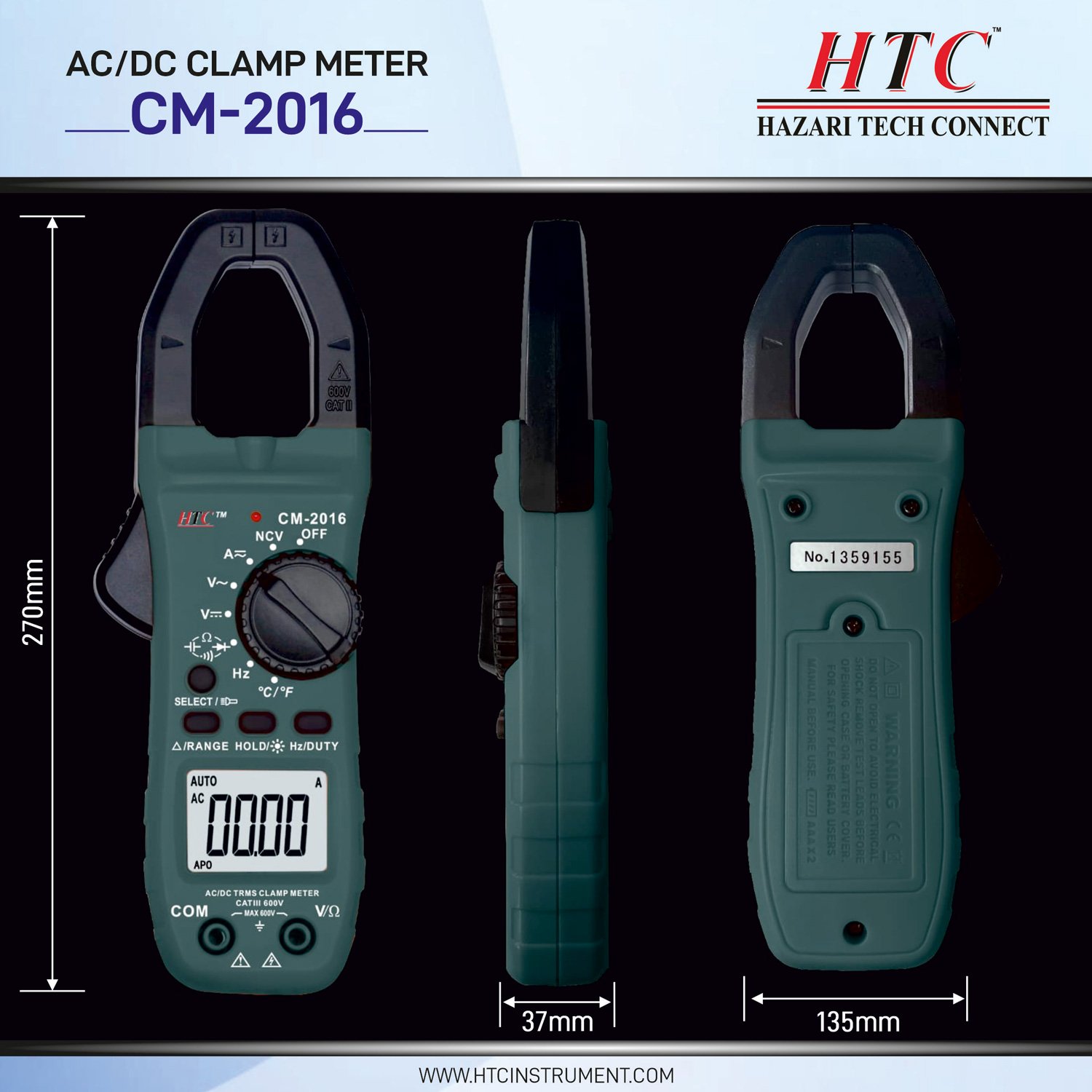 HTC-CM-2016-AC| DC 600A  DIGITAL CLAMP METER