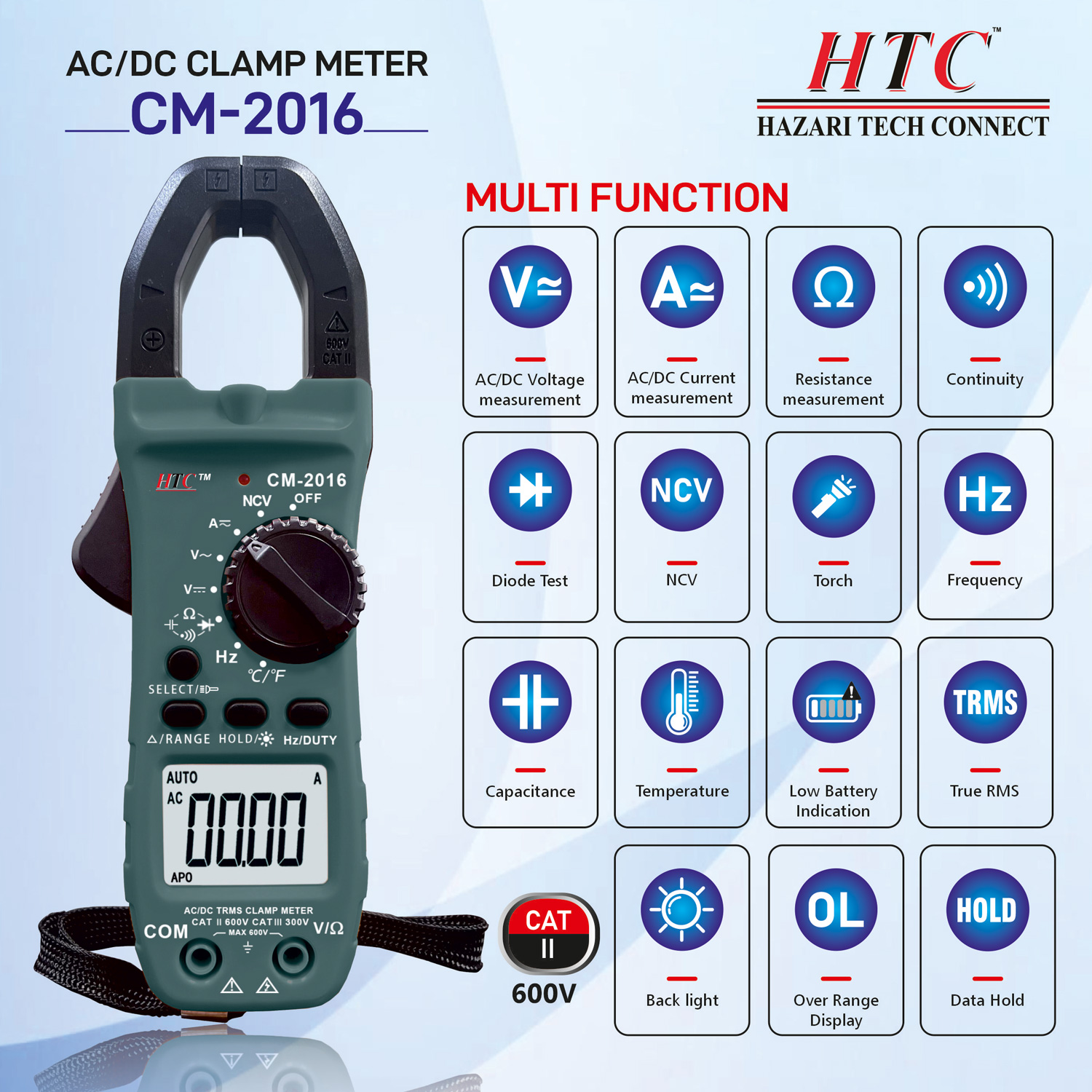 HTC-CM-2016-AC| DC 800A DIGITAL CLAMP METER