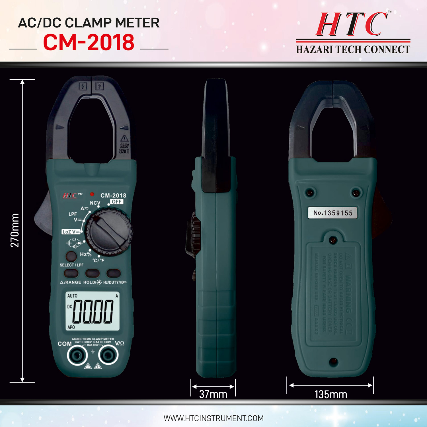 HTC-CM-2018-AC|DC 800A DIGITAL CLAMP METER