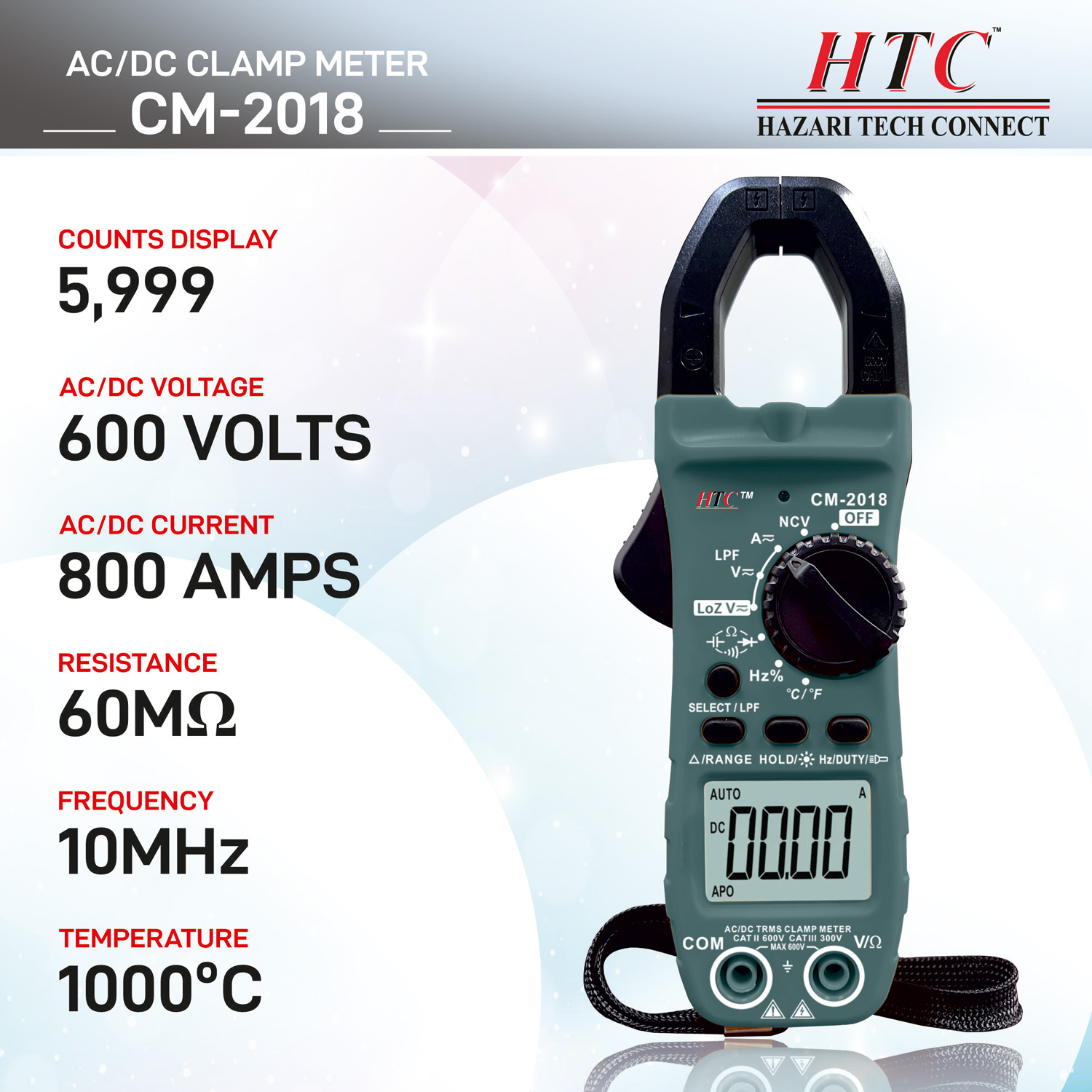 HTC-CM-2018-AC|DC 800A DIGITAL CLAMP METER