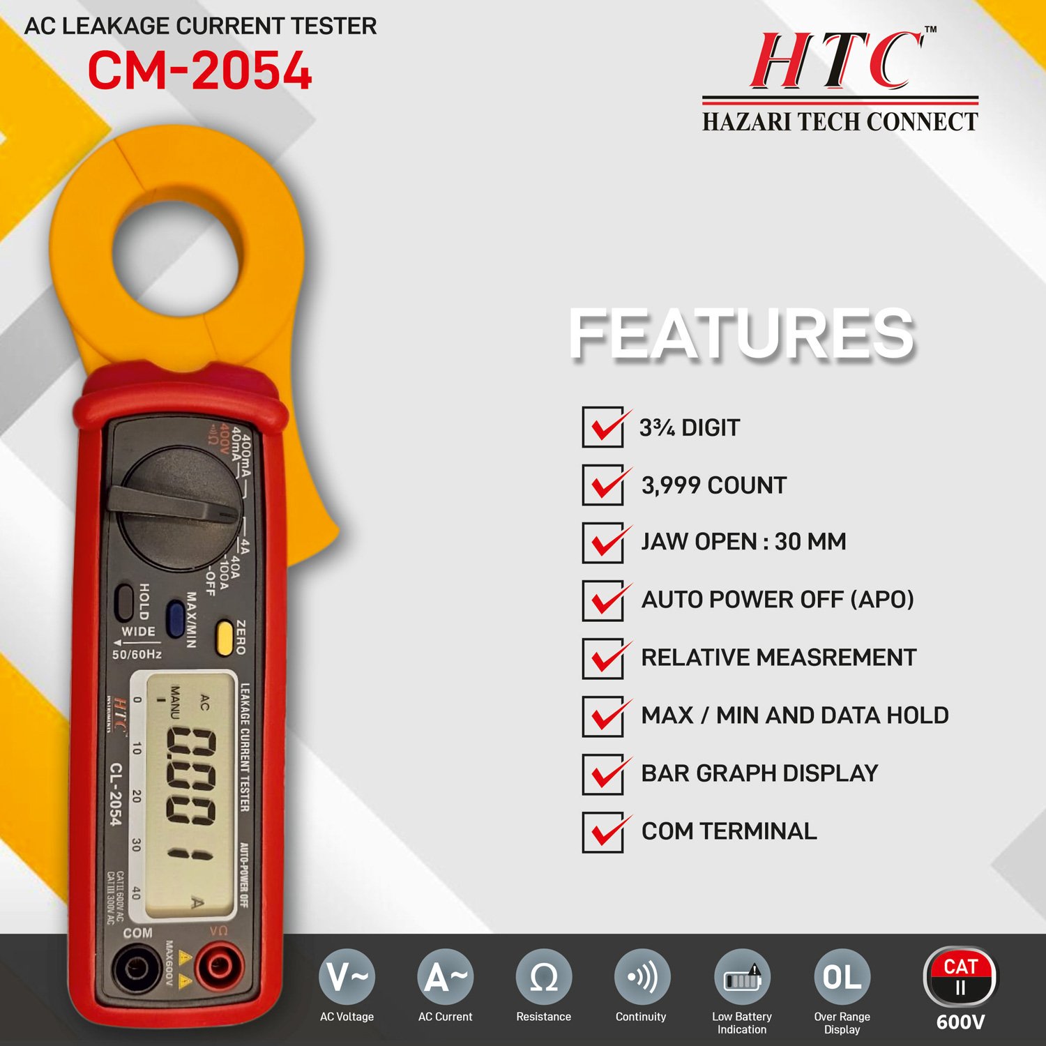 HTC-CL-2054-Leakage Clamp Meter