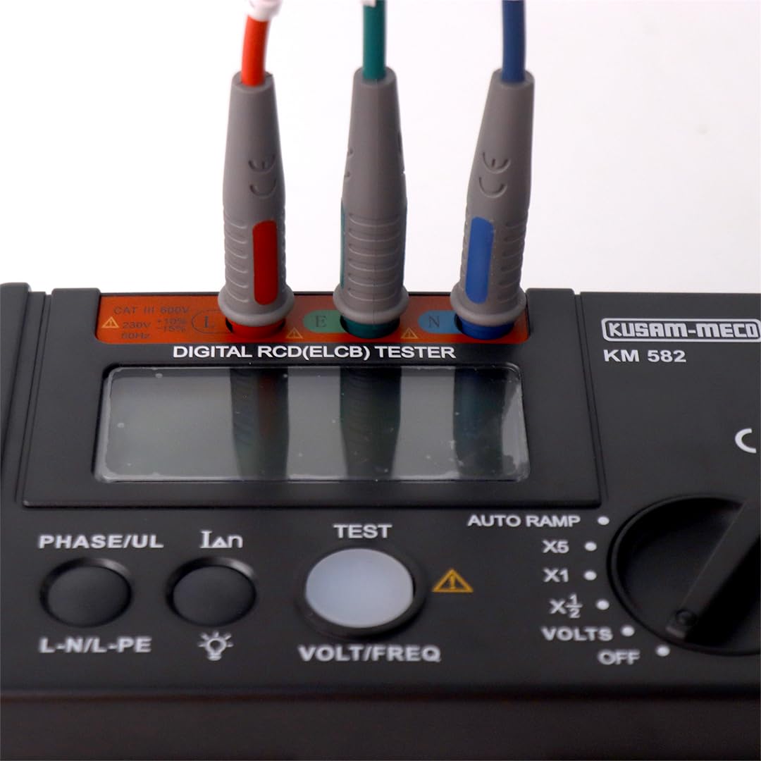 Kusam Meco KM 582 Digital RCD (ELCB) Tester with Auto Ramp