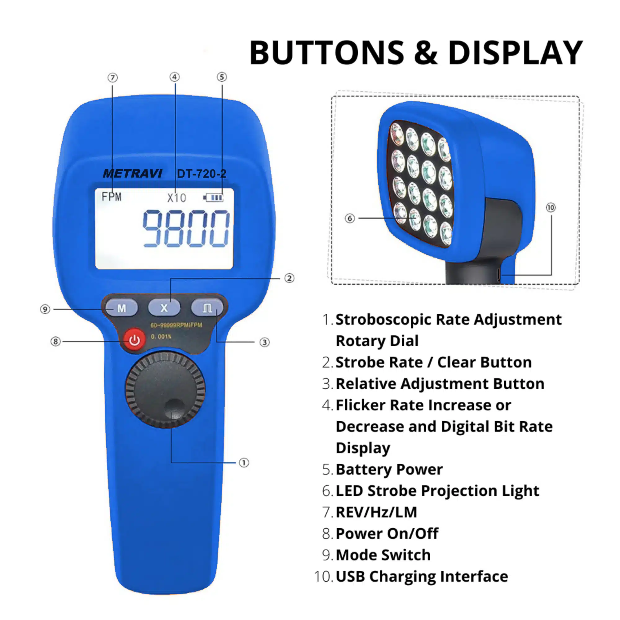 Metravi DT-720-2 LED Stroboscope