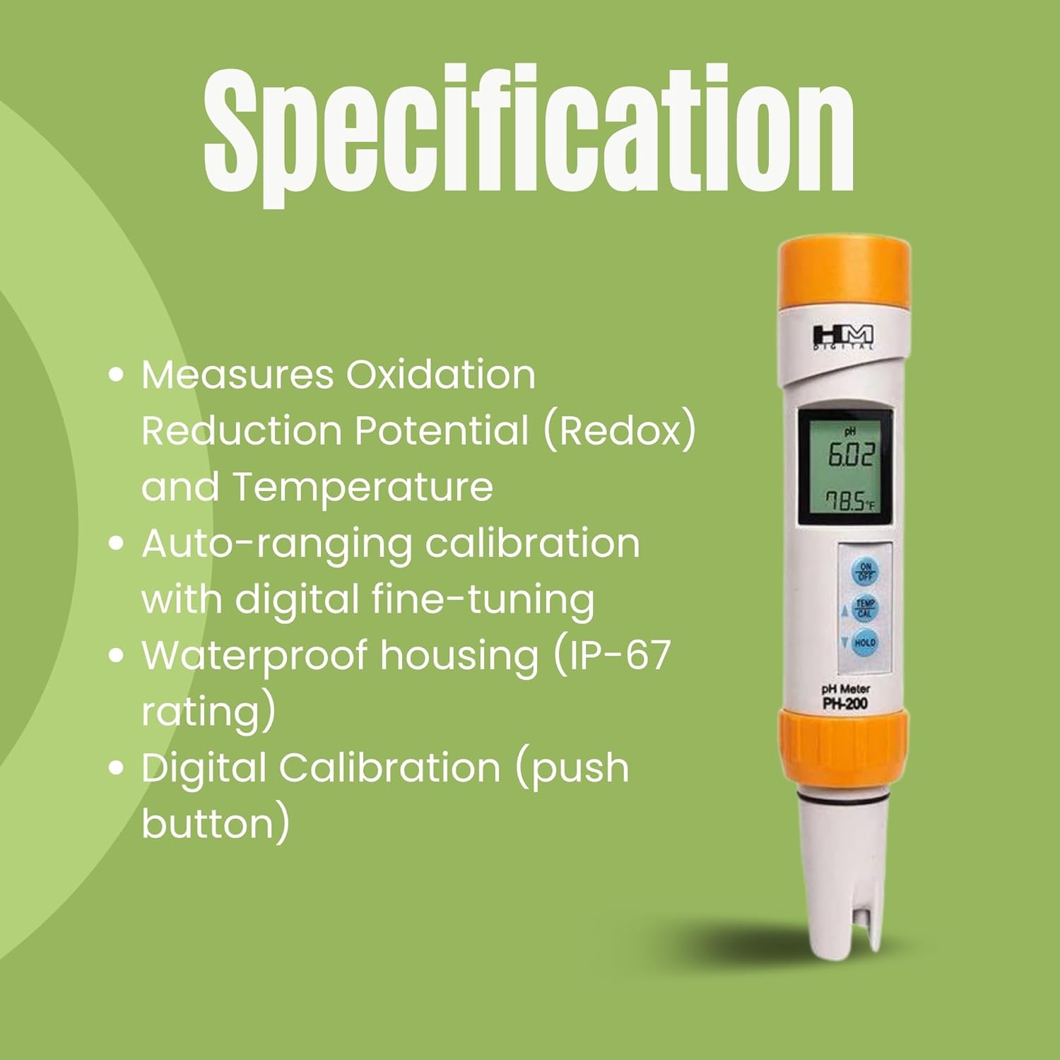 HM PH-200 Digital Professional Waterproof 0-14 PH & Temperature Meter HM PH-200 Digital Professional Waterproof 0-14 PH & Temperature Meter