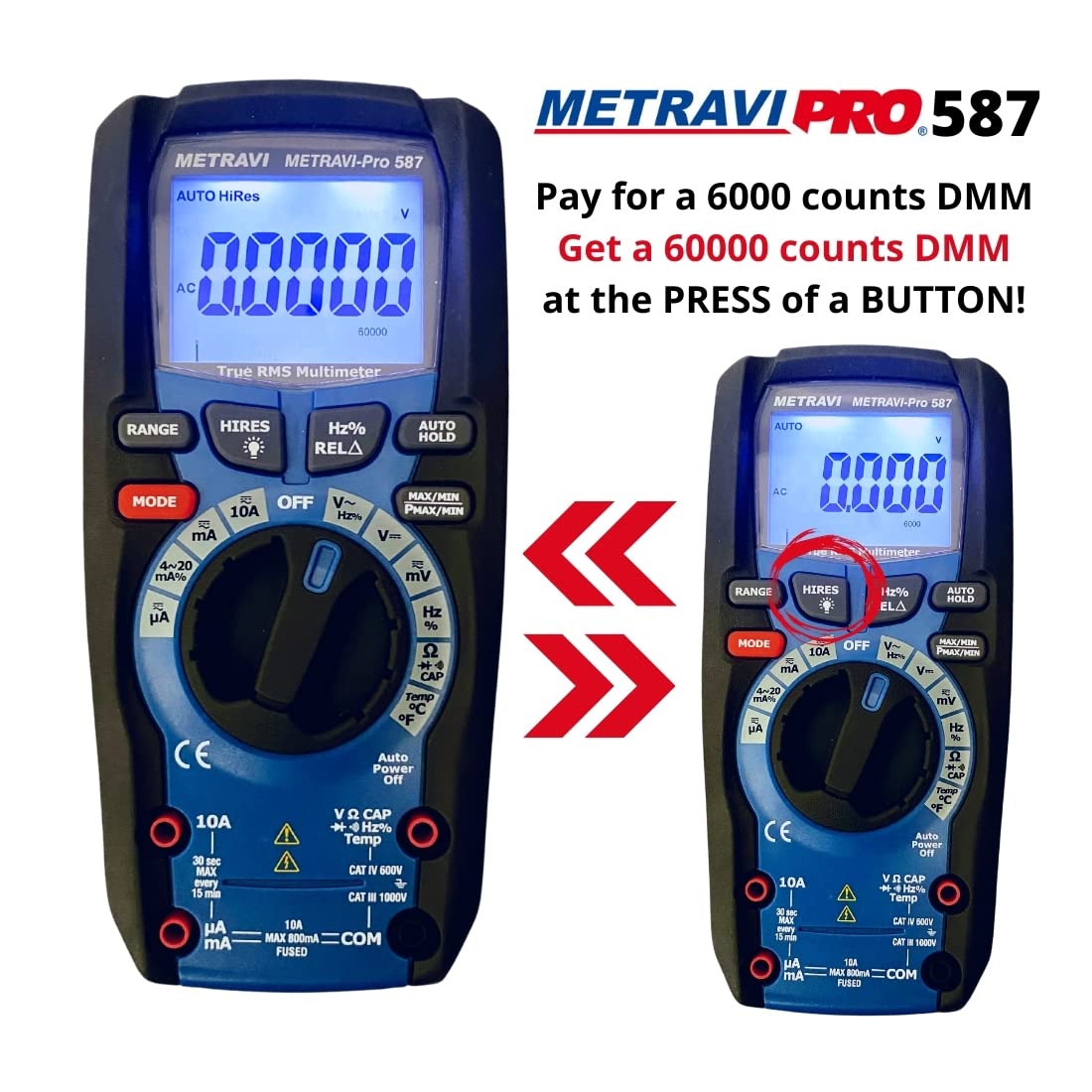 Metravi PRO 587 Digital TRMS Professional & Industrial 6000 counts Multimeter