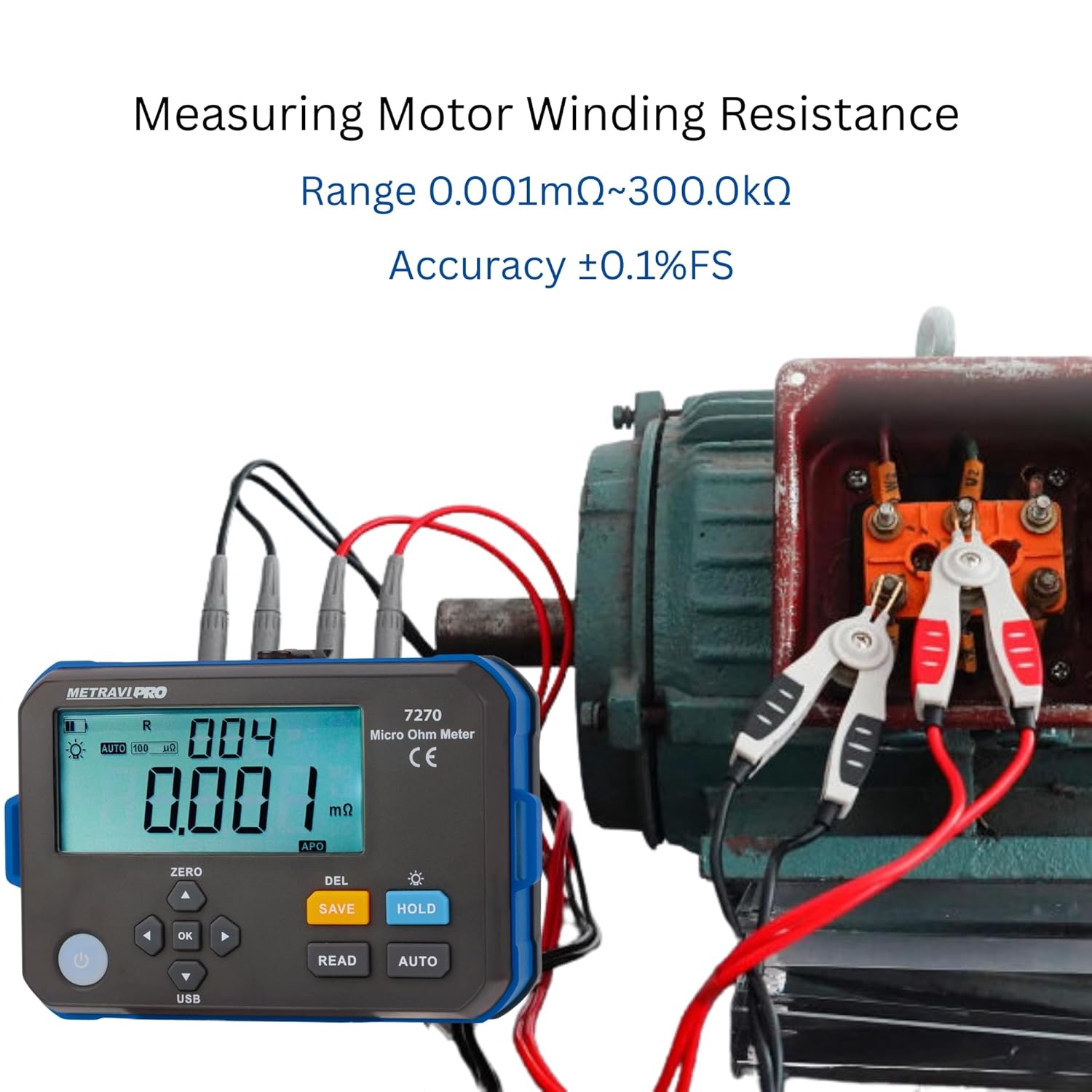 Metravi Pro 7270 1A Micro Ohms Meter with High Accuracy, Data Logging1A Micro Ohms Meter with High Accuracy, Data Logging