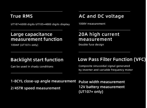 UNI-T UT107+ Automotive Multimeter with RPM Measurement