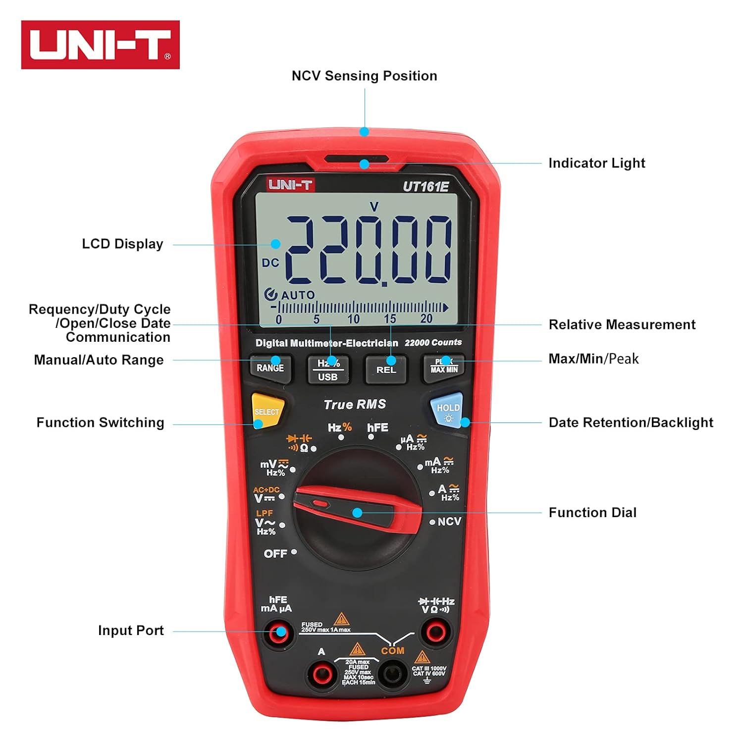 UNI-T UT161E 1000V 20A Digital Multimeter