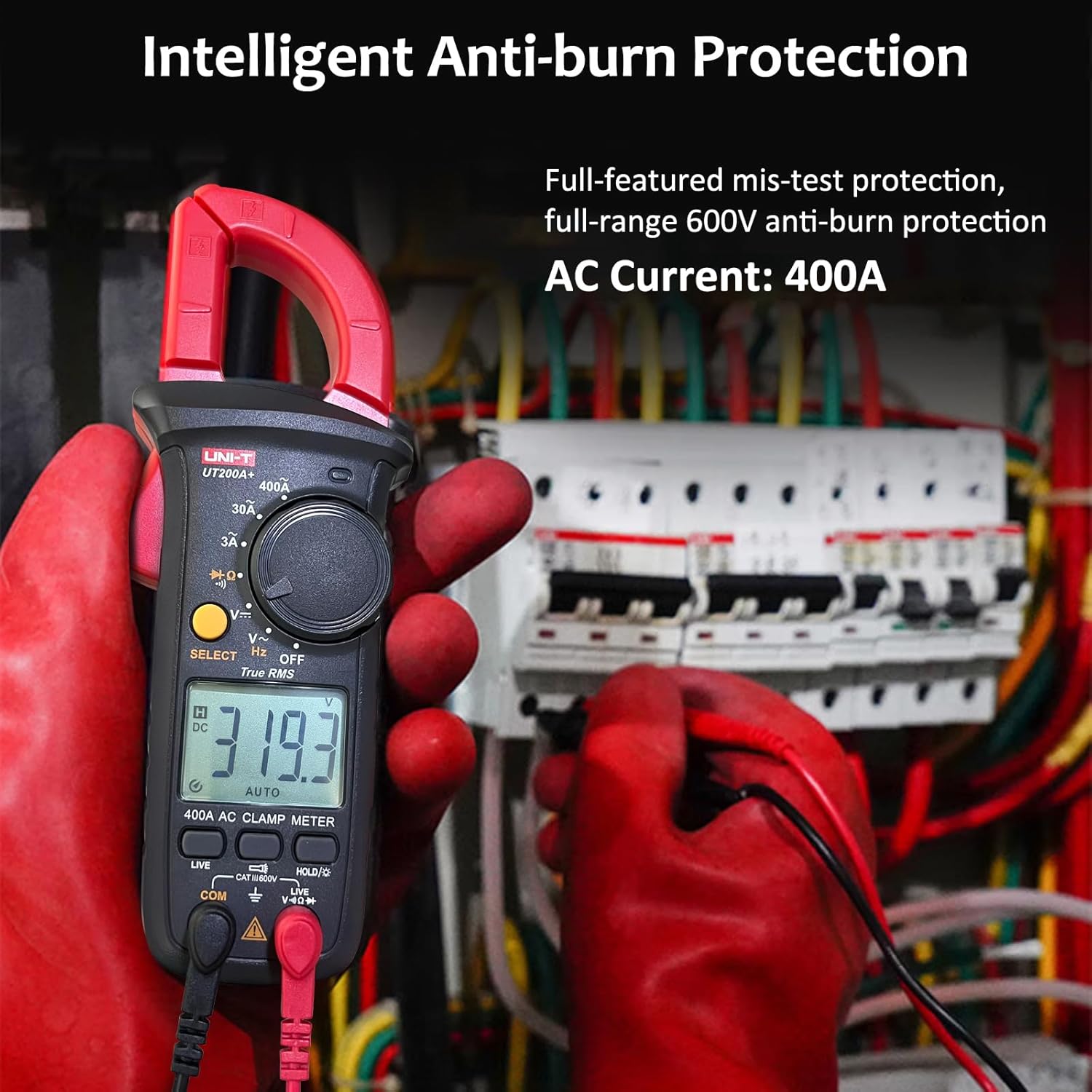 UNI-T UT200A+ True RMS Auto Ranging Clamp Multimeter with Live Wire Detection for AC/DC Voltage