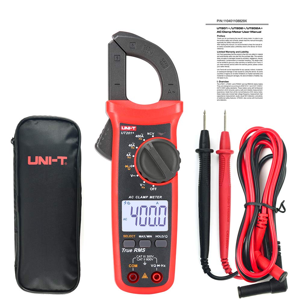 UNI-T UT201+ Digital Clamp Multimeter True RMS Clamp Meter DC/AC Current Voltage Meter