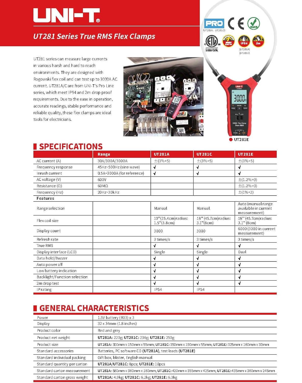 UNI-T UT281E True RMS Flex Clamps
