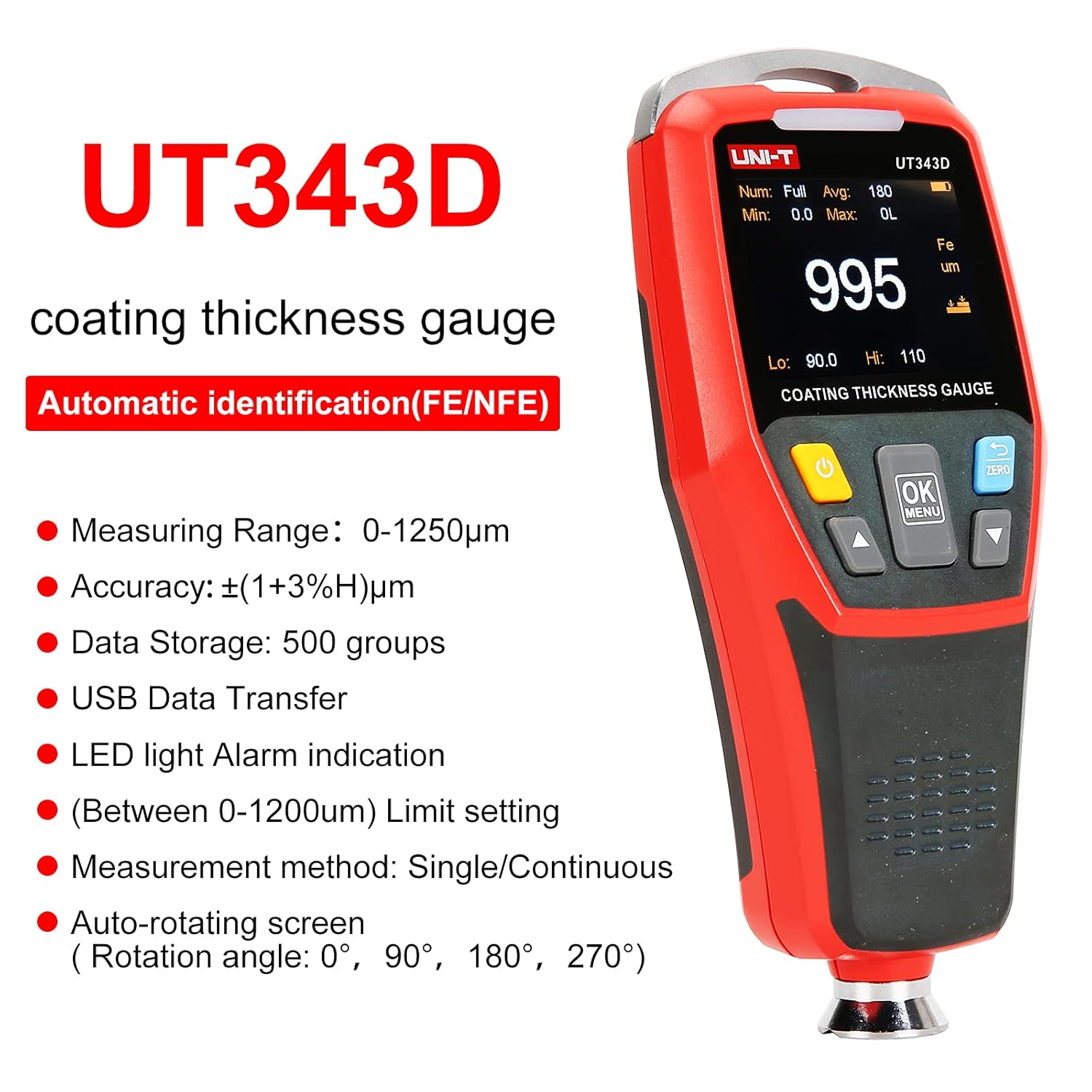 UNI-T UT343D Coating Thickness Gauge